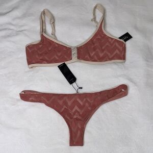Tavik MARLOWE Crop Top & ALI Mini Bottom TEXTURED CHEVRON Set Size Large
